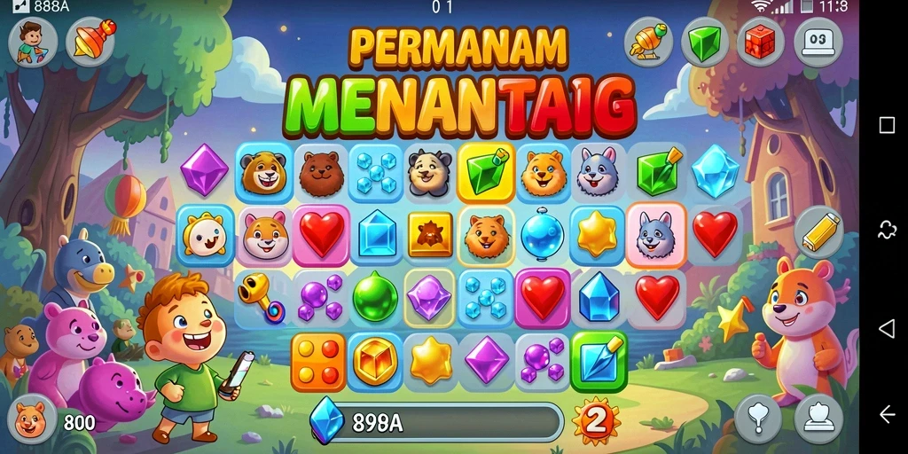 Tampilan gameplay 898A yang menakjubkan dengan tantangan puzzle.