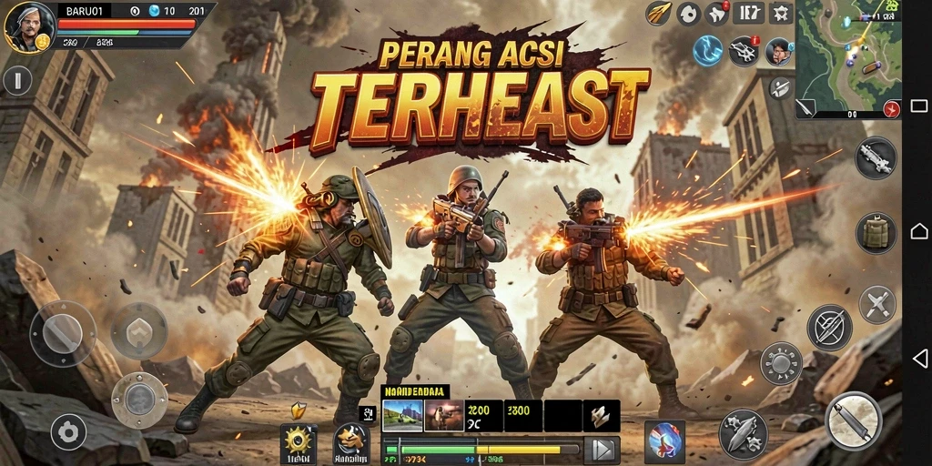 Tampilan aksi mendebarkan dari gameplay BARU01 yang seru.