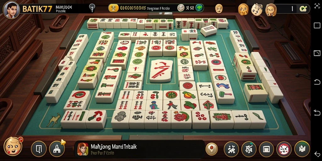 Tampilan screenshot utama dari gameplay Mahjong BATIK77 yang penuh warna dan menarik.