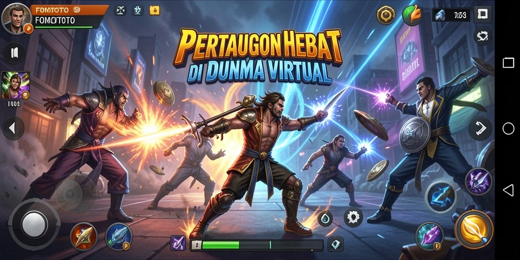 Tampilan gameplay FOMOTOTO dengan pertarungan yang mendebarkan.
