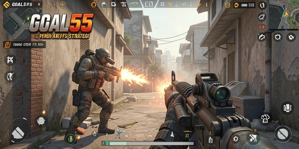 Gameplay menegangkan dengan aksi tembak-menembak realistis di GOAL55.