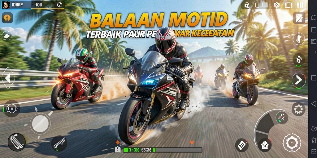 Tampilan gameplay balapan motor yang seru dan menegangkan