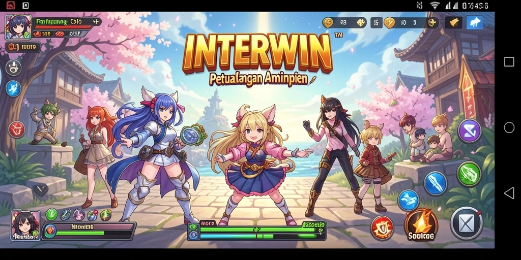 Screenshot dari gameplay anime yang menampilkan karakter utama dan pertempuran.