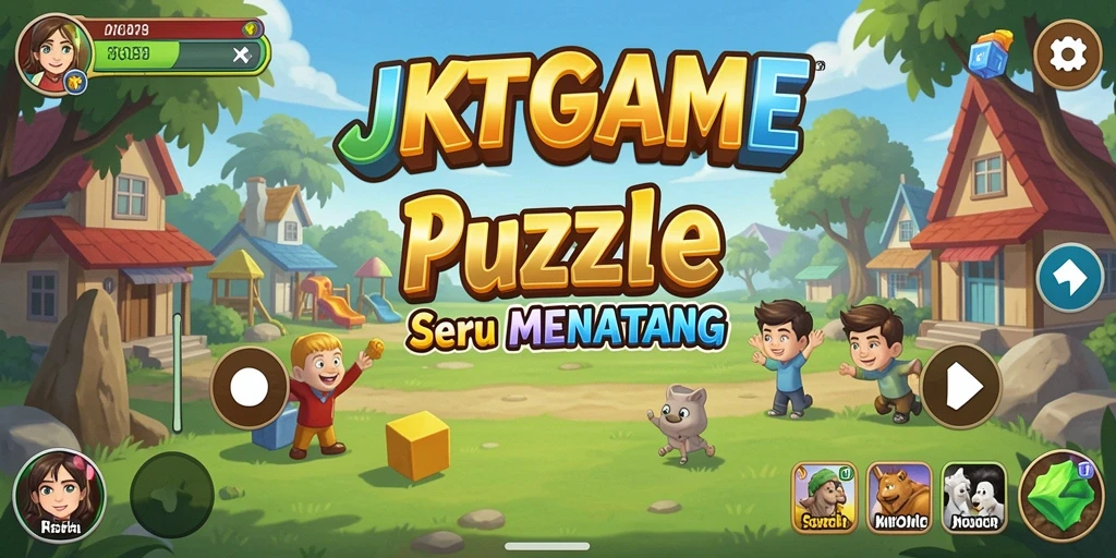 Screenshot gameplay JKTGAME menampilkan teka-teki yang menarik dan desain yang kreatif.