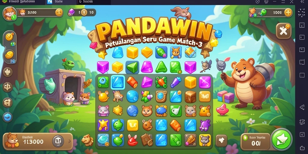 Tampilan gameplay seru di PANDAWIN dengan aksi Match-3 yang colorful.