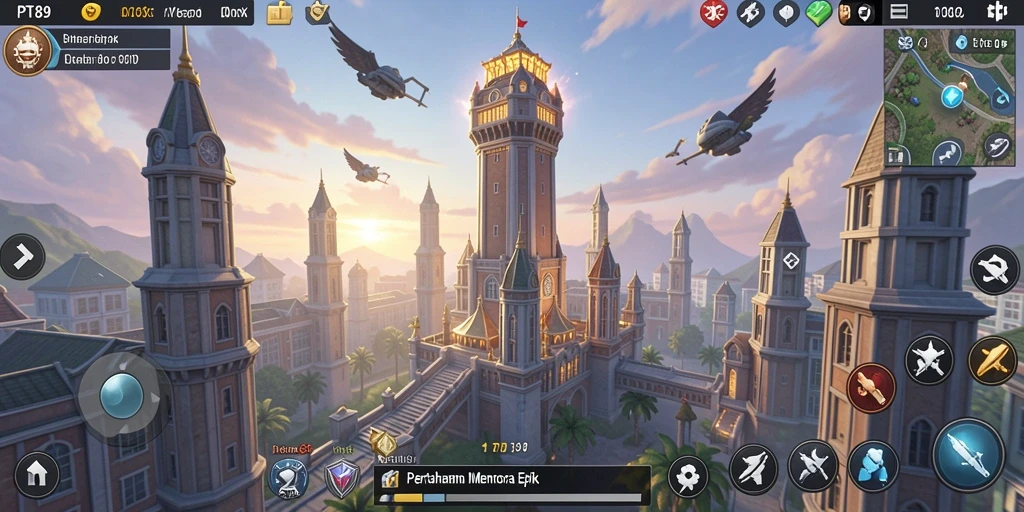 Tampilan gameplay menara pertahanan yang menegangkan dan strategis.