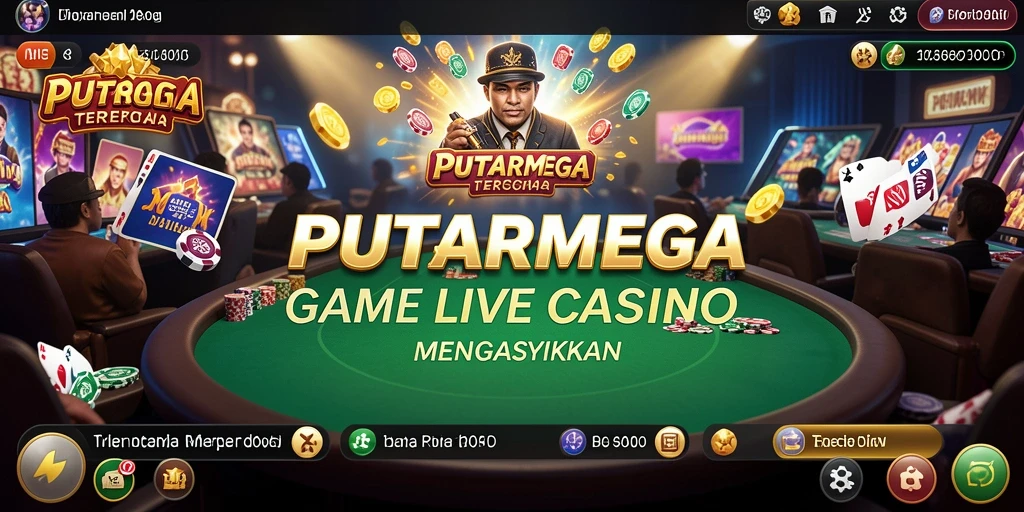 Screenshot gameplay PUTARMEGA menampilkan dealer dan pemain dalam suasana Live Casino.
