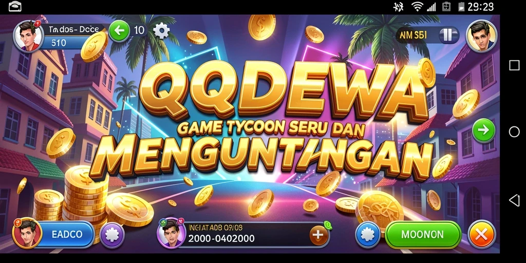 Tampilan gameplay menarik dari QQDEWA yang menampilkan manajemen bisnis.