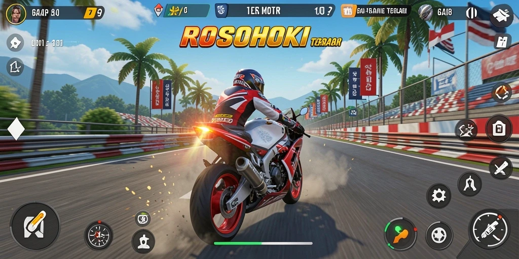 Tampilan gameplay balap motor yang mendebarkan