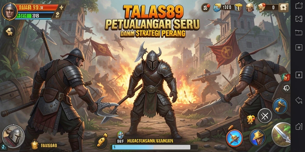 Screenshot permainan TALAS89 menunjukkan aksi pertempuran strategi yang mendebarkan.