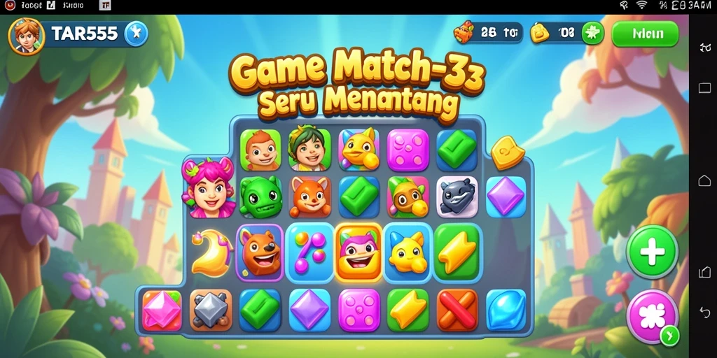 Screenshot TAR555 menampilkan gameplay seru dengan kombinasi warna-warni.